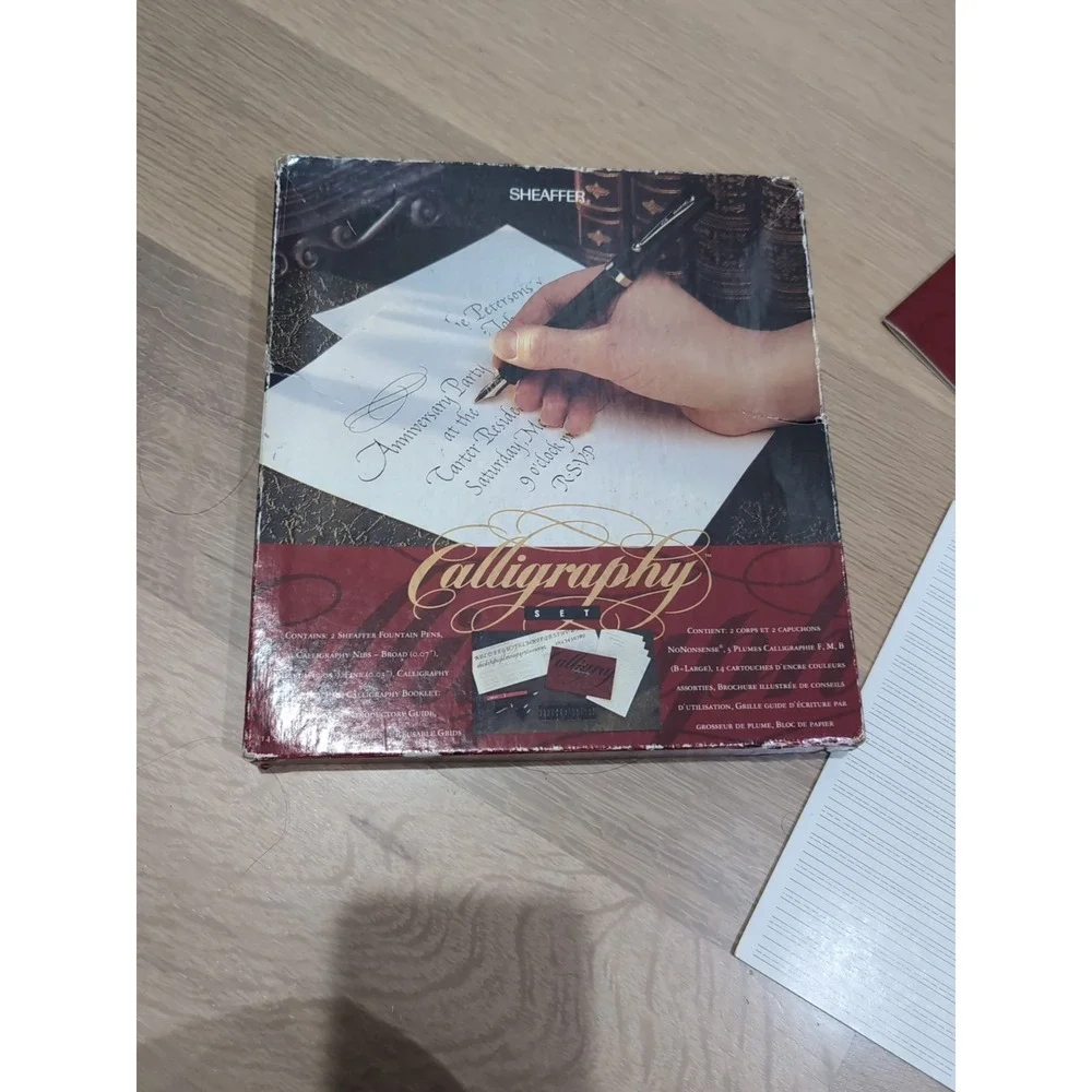 Sheaffer Calligraphy Set Red Fountain Pens 2 Nibs 10 Ink Cartridges Vintage 1993